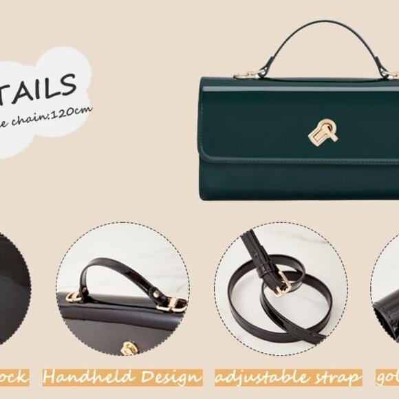 Women Metallic PU Leather Evening Clutch Purse Handbag Crossbody Shoulder Bag Sq - Picture 6 of 8